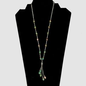QT Sterling Silver & Turquoise Tassel Necklace – Adjustable 17″–21″ – 24.16g